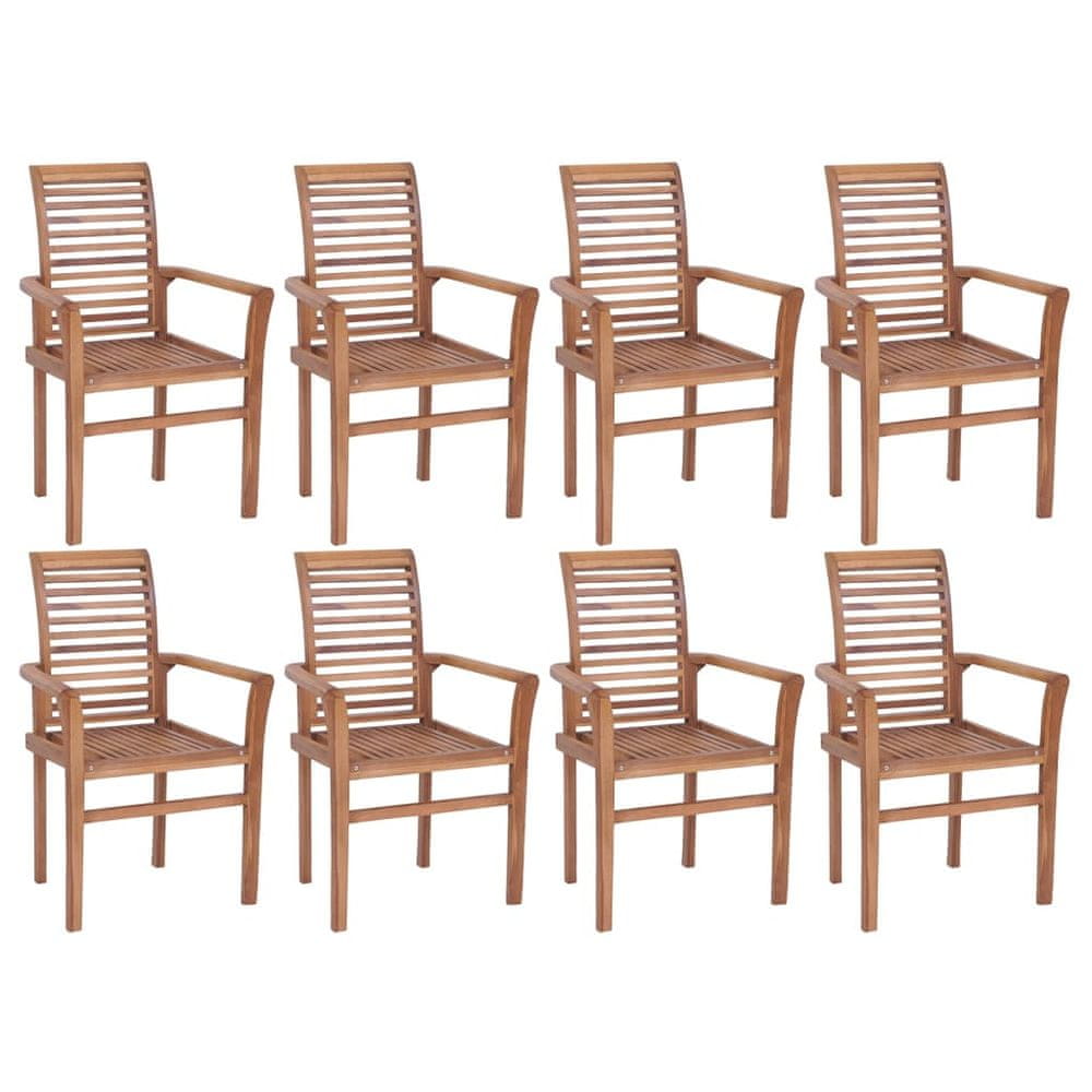 Vidaxl Sthovateľné jedálenské stoličky 8 ks tíkový masív